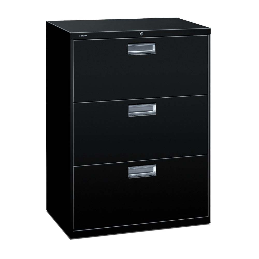 HON Brigade 600 30inW x 18inD Lateral 3-Drawer File Cabinet, Black