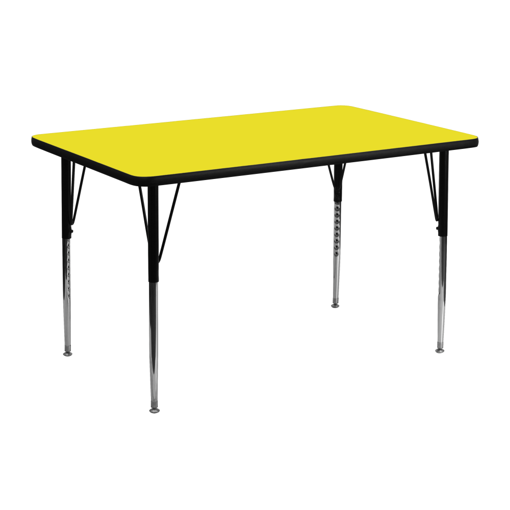 Flash Furniture 48inW Rectangular HP Laminate Activity Table With Standard Height-Adjustable Legs, Yellow