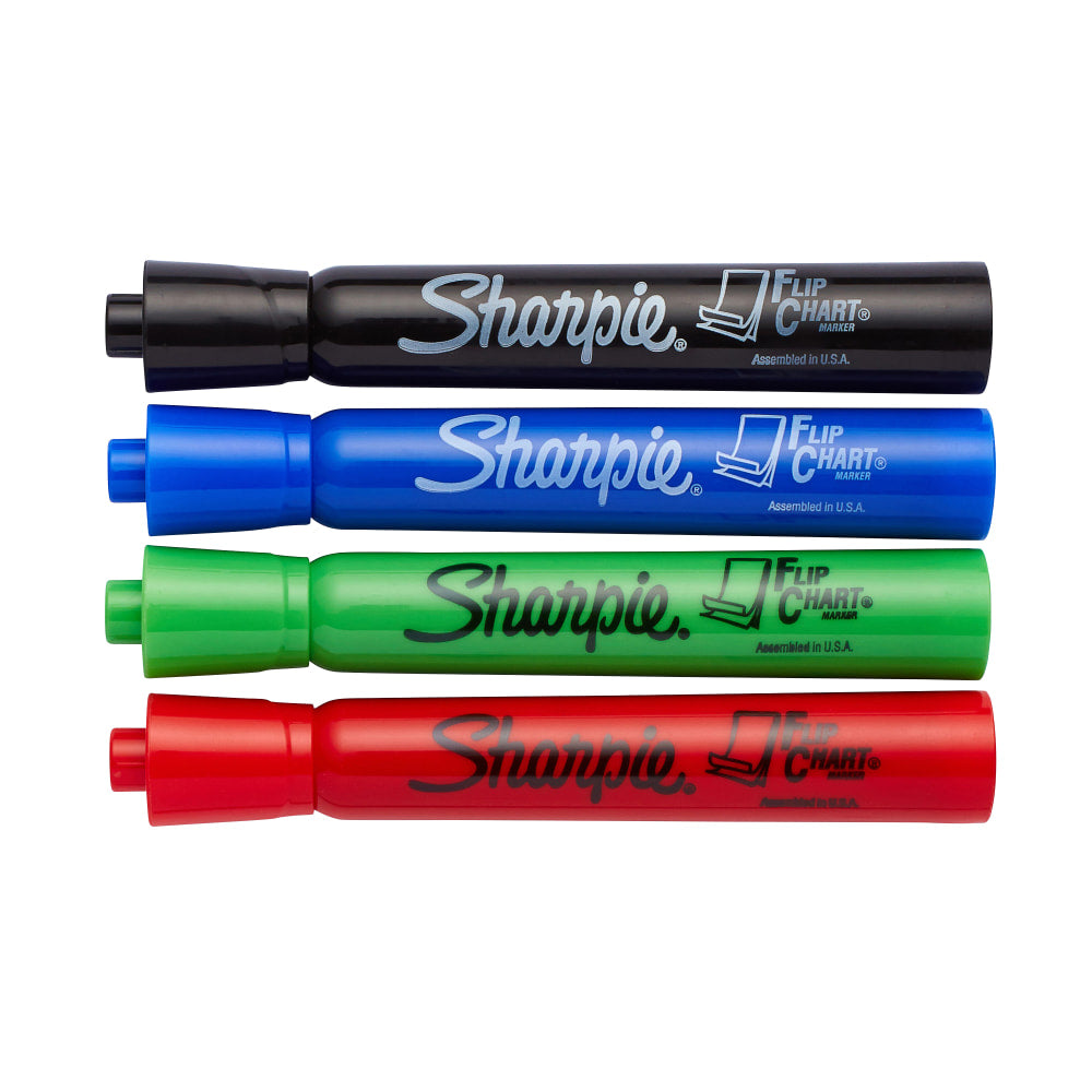 Sharpie Flip Chart Markers, Bullet Point, Assorted Colors, Pack Of 4