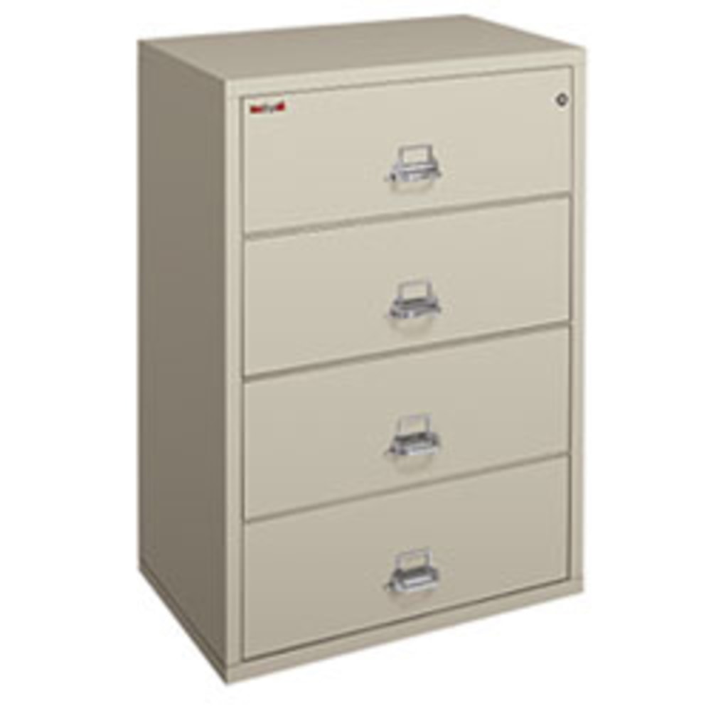 FireKing UL 1-Hour 22-1/8inD Vertical 4-Drawer Fireproof File Cabinet, Metal, Parchment, White Glove Delivery