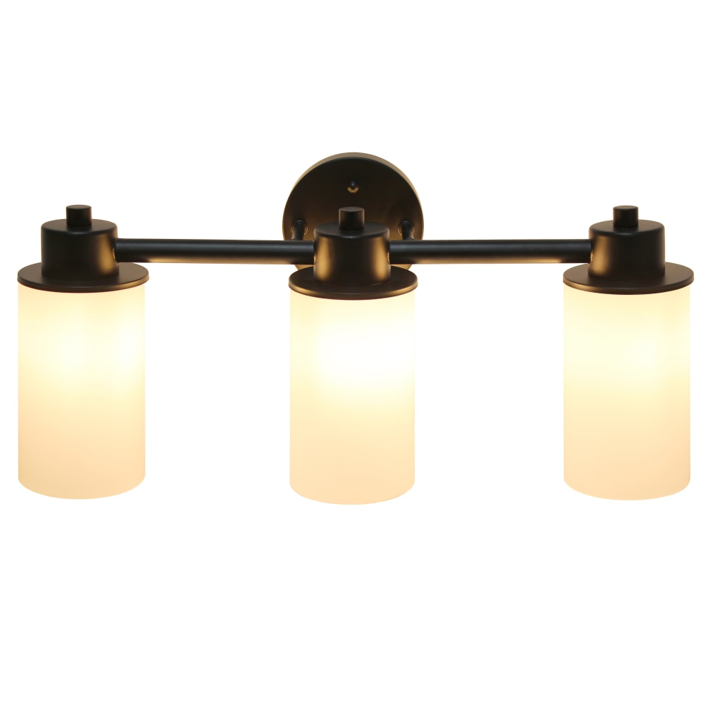 Lalia Home Essentix 3-Light Wall Mounted Vanity Light Fixture, 6-1/2inW, Opaque White/Black