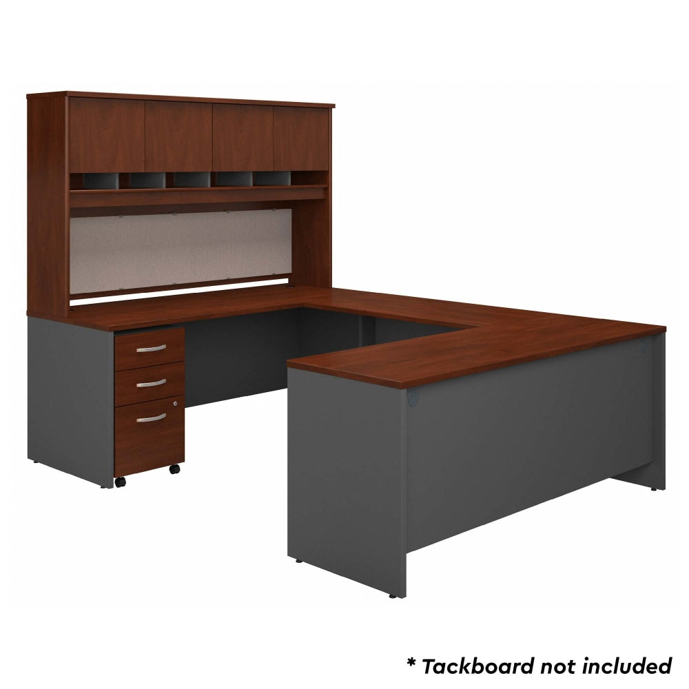 Bush Business Furniture 72inW U-Shaped Corner Desk With Hutch And Storage, Hansen Cherry/Graphite Gray, Standard Delivery