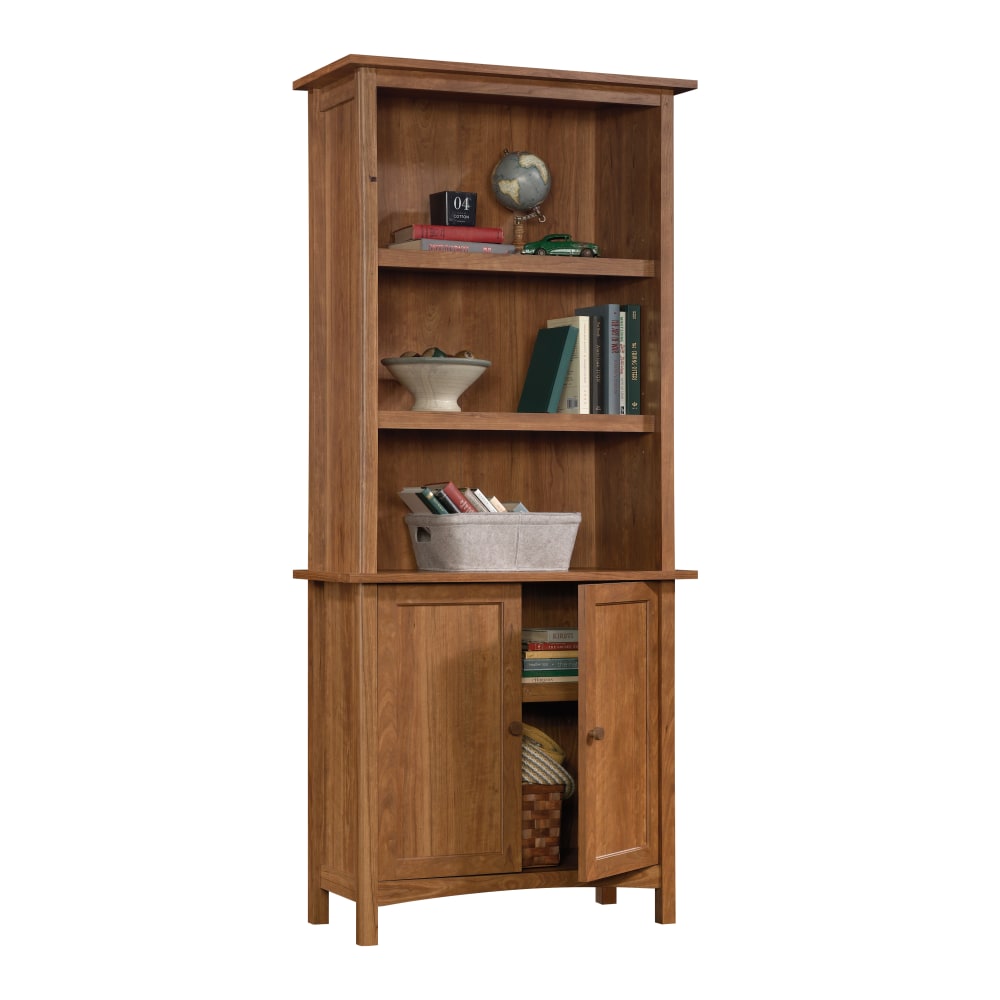 Sauder Union Plain 72inH Library With Doors, Prairie Cherry