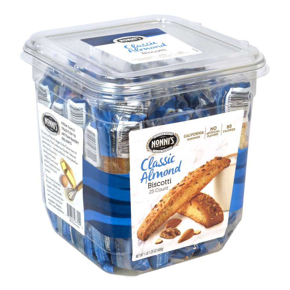 Nonnis Classic Almond Biscotti, Tub Of 25 Biscotti