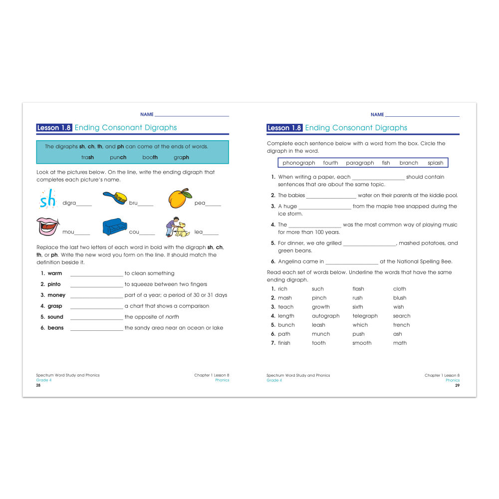 Carson-Dellosa Spectrum Word Study And Phonics Workbook, Grade 4