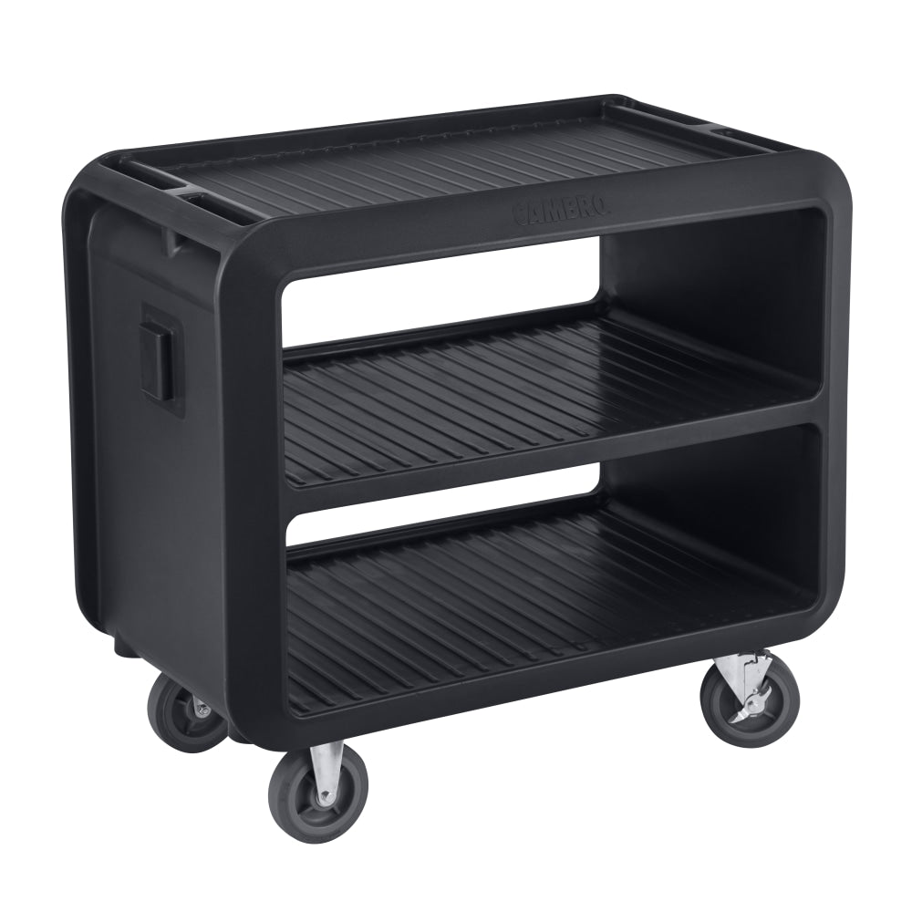 Cambro Service Cart Pro 3-Shelf Plastic Food Service Cart, 37-1/16inH x 23-13/16inW x 41-1/2inD, Black