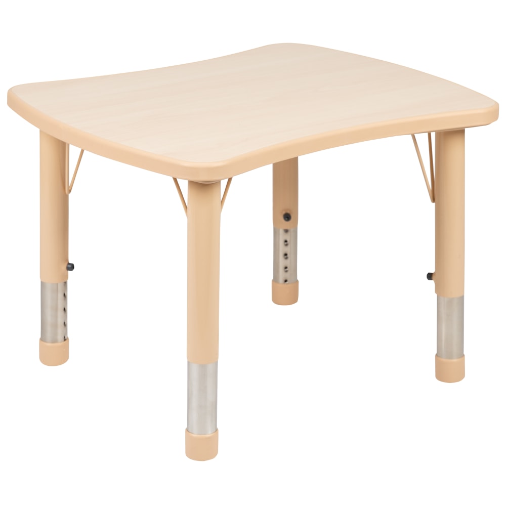 Flash Furniture 27inW Rectangular Plastic Height-Adjustable Activity Table, Natural