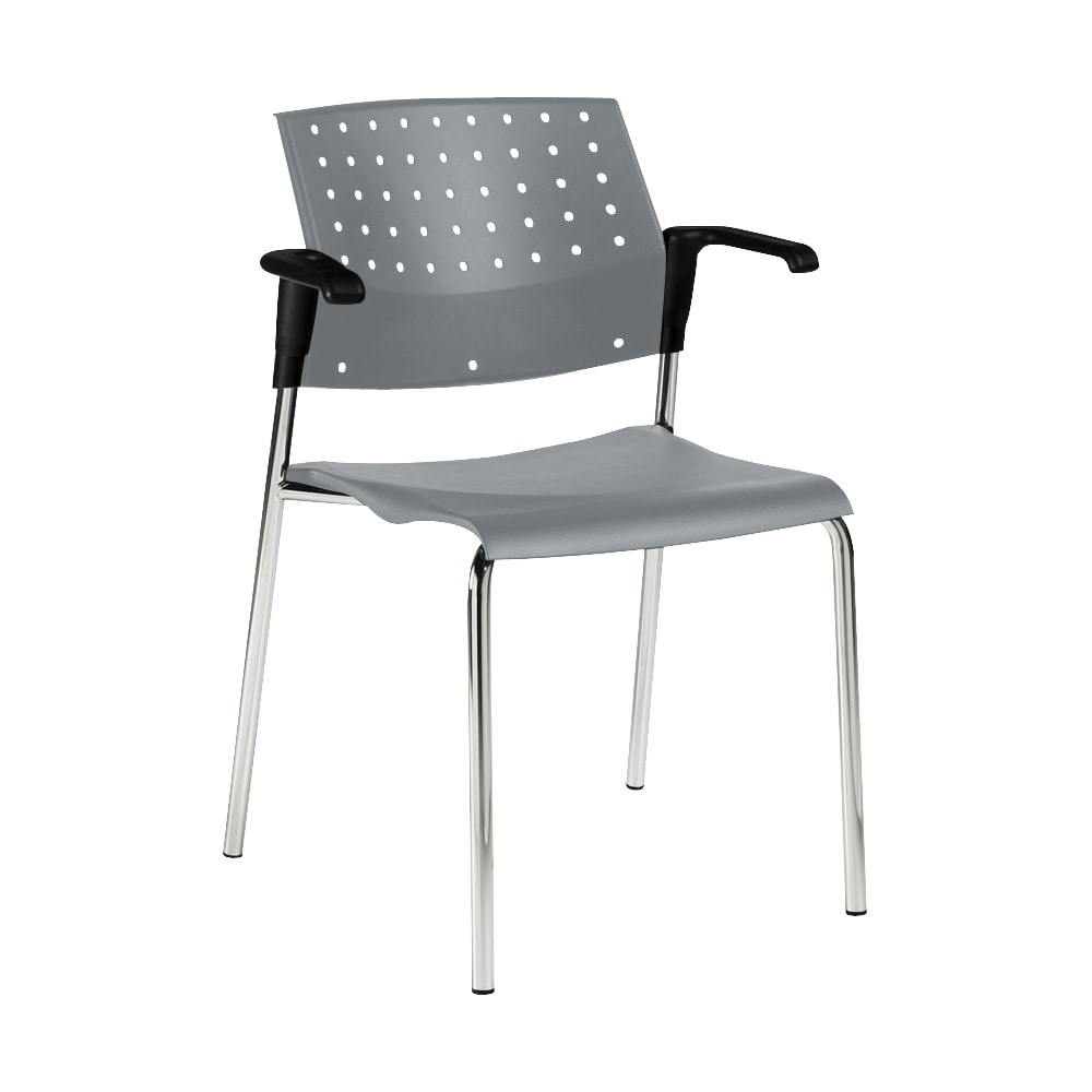 Global Sonic Armless Chair, 33inH x 23inW x 21 1/2inD, Gray/Chrome