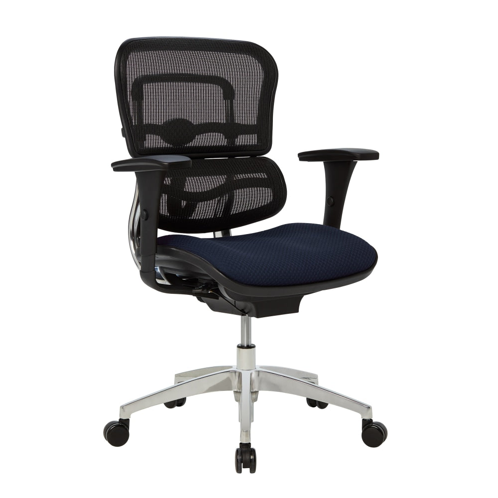 WorkPro 12000 Series Ergonomic Mesh/Premium Fabric Mid-Back Chair, Black/Navy, BIFMA Compliant