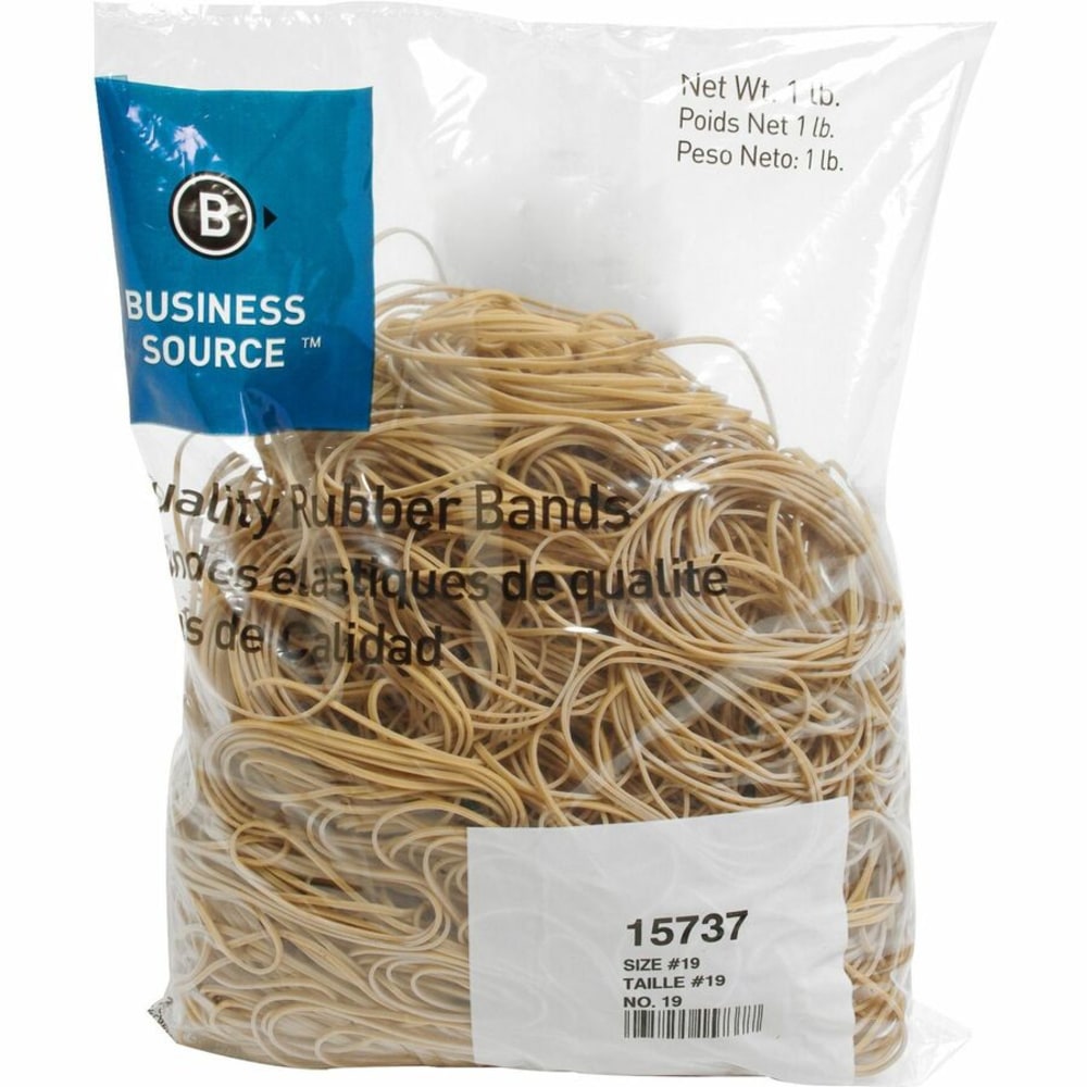 Business Source Quality Rubber Bands - Size: #19 - 3.5in Length x 0.1in Width - Sustainable - 1250 / Pack - Rubber - Crepe