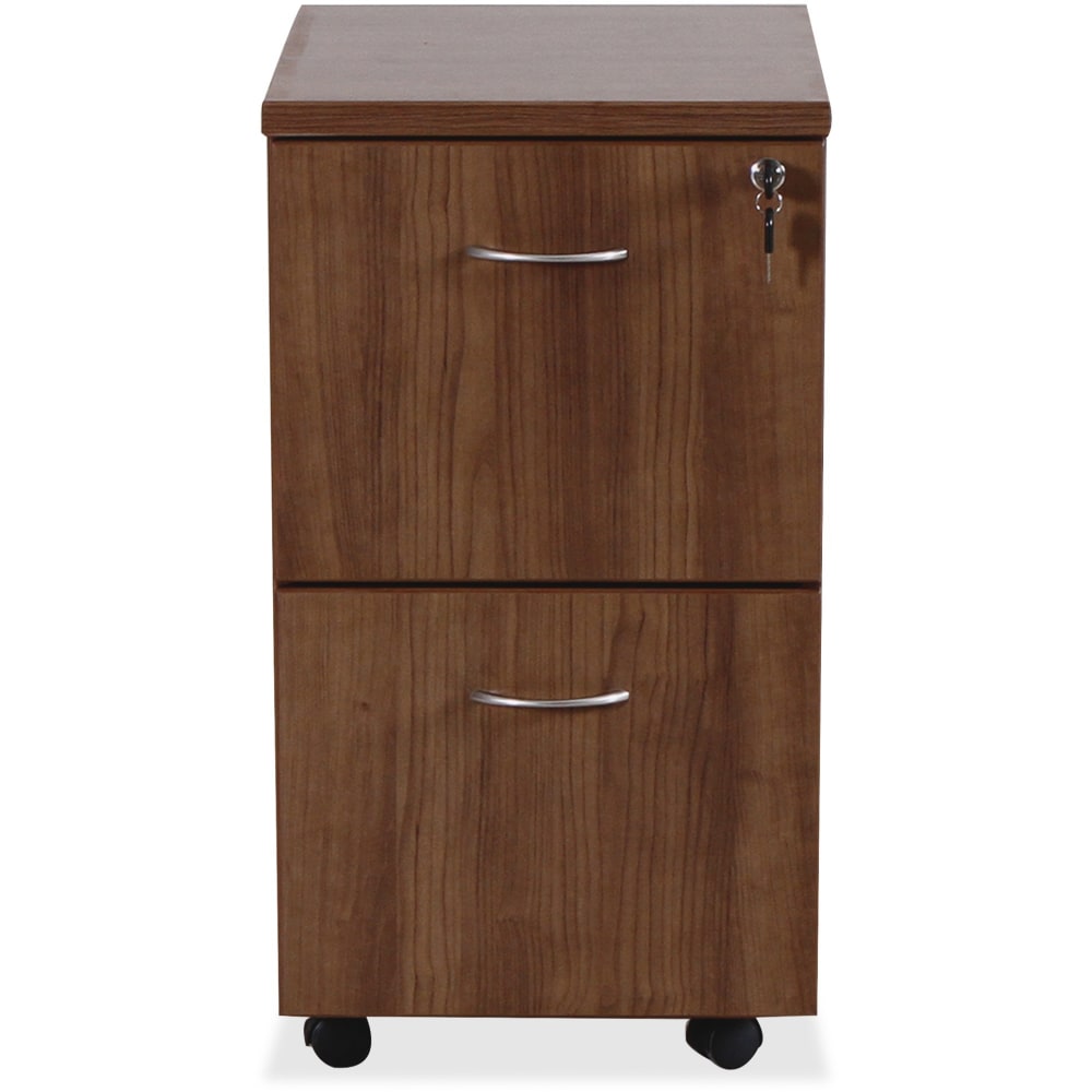 Lorell Essentials 22inD Vertical 2-Drawer Mobile Pedestal File Cabinet, Walnut