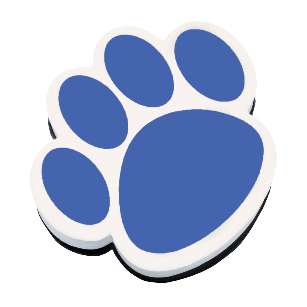 Ashley Productions Magnetic Whiteboard Erasers, 3 3/4in, Blue Paw, Pack Of 6