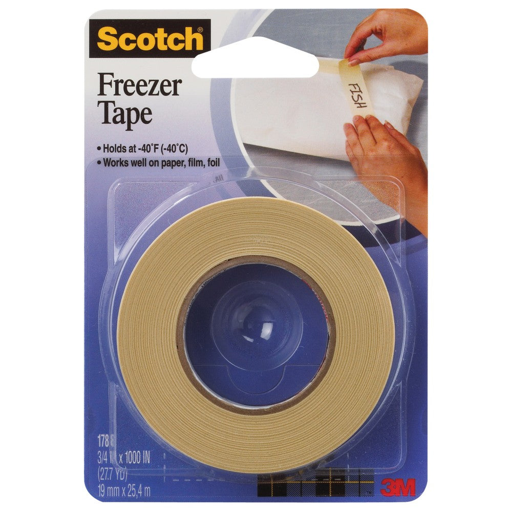 3M 178 Freezer Tape, 1.5in Core, 0.75in x 1,000ft, Natural, Case Of 24