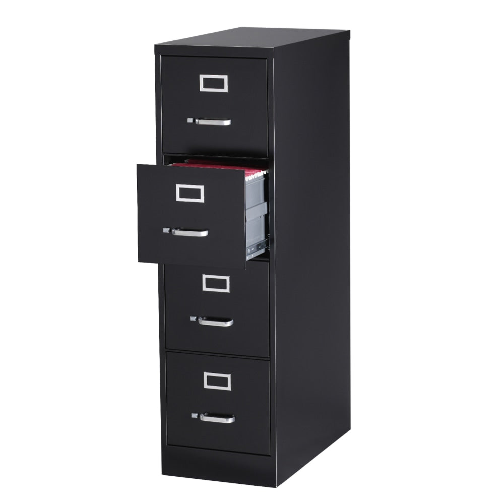 WorkPro 25inD Vertical 4-Drawer File Cabinet, Black