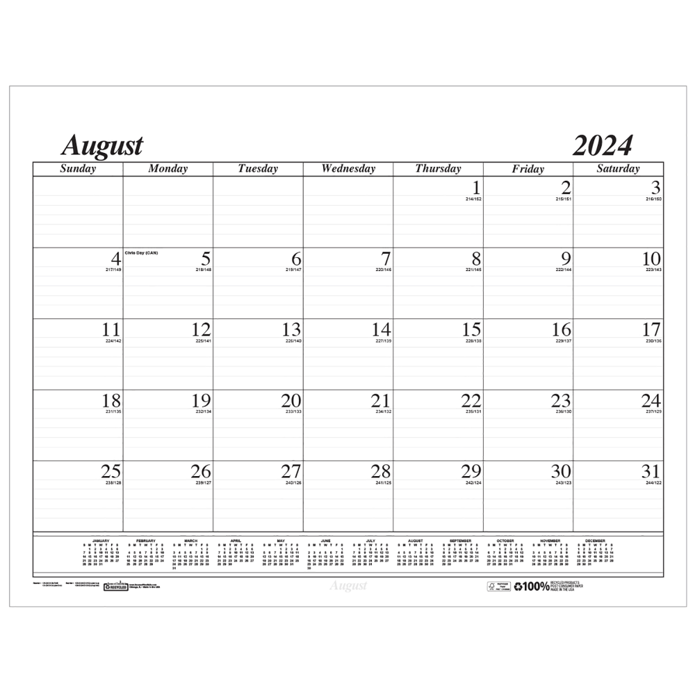 House of Doolittle Monthly Academic Calendar Economy Desk, 17 Months (Aug-Dec), 22in x 17in, Black