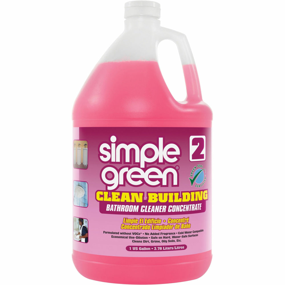 Simple Green Clean Building Bathroom Cleaner - For Multipurpose - Concentrate - 128 fl oz (4 quart) - 2 / Carton - Unscented, Non-toxic, Caustic-free, Non-flammable, VOC-free - Pink