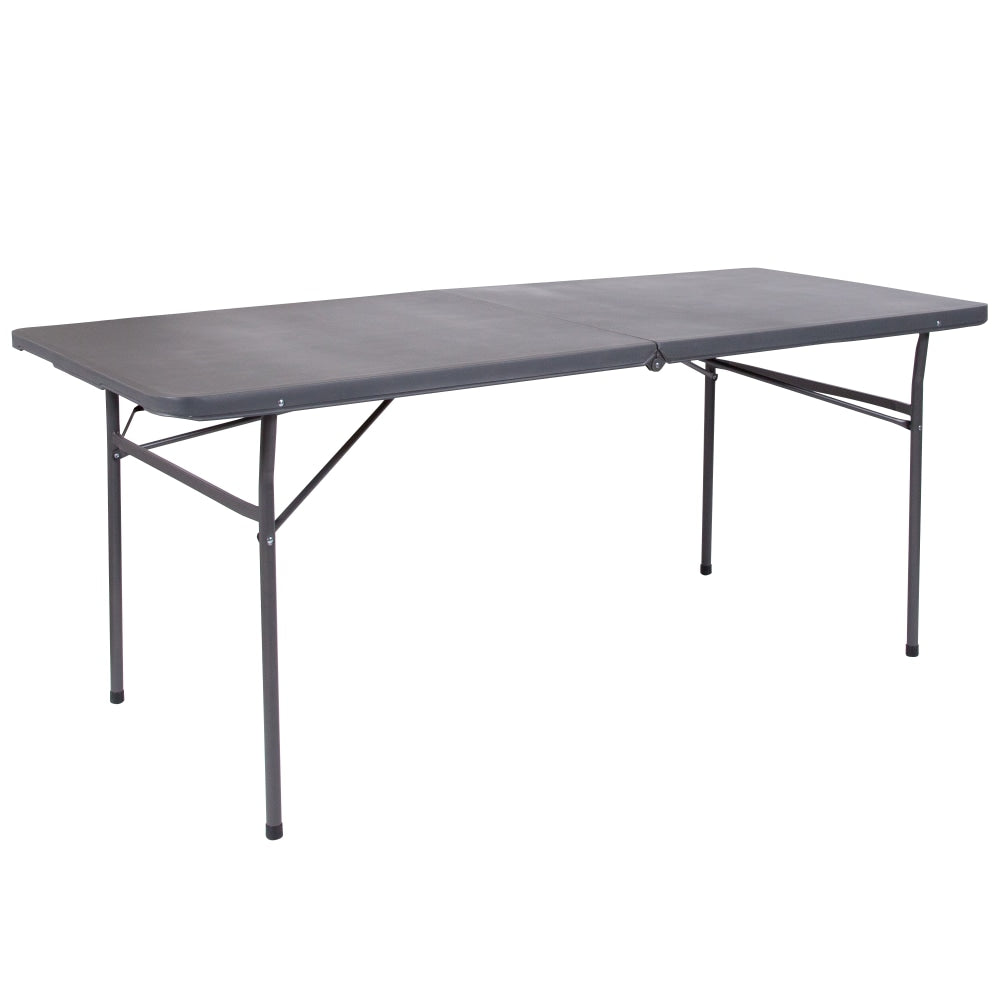 Flash Furniture Bi-Fold Plastic Banquet And Event Table, 29inH x 30inW x 72inD, Dark Gray