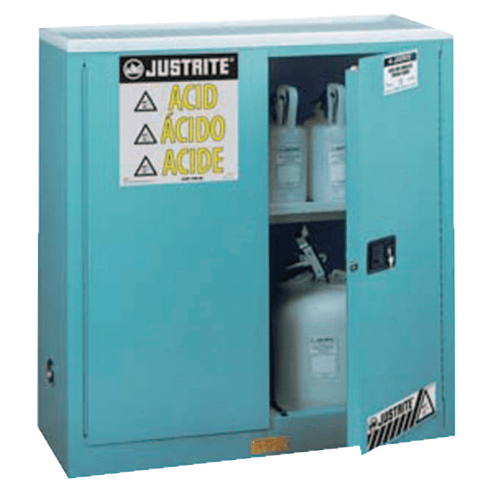 Blue Steel Safety Cabinets for Corrosives, Manual-Closing Cabinet, 30 Gallon