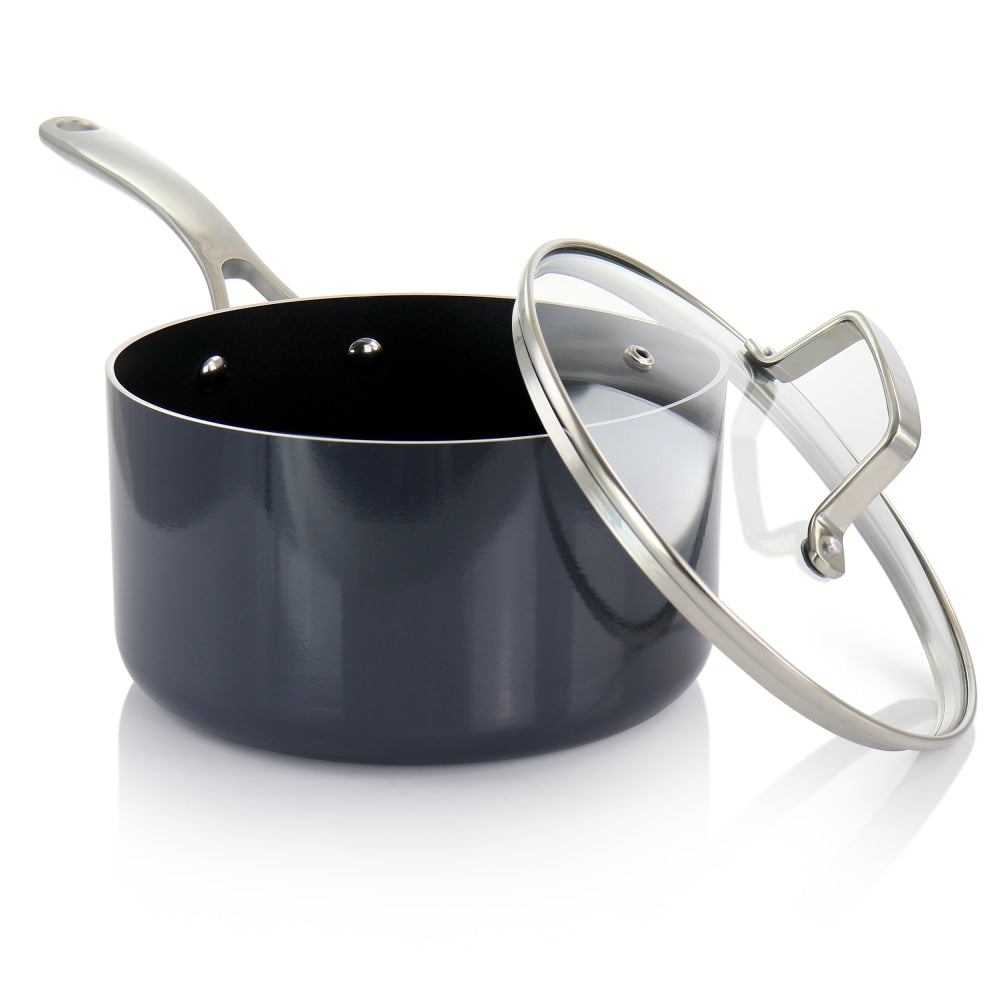 Martha Stewart Non-Stick Aluminum Saucepan, 3.5 Quart, Dark Gray