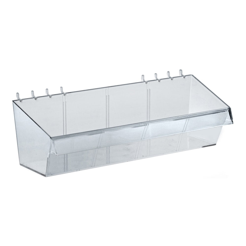 Azar Displays Divider Bins, Small Size, 4in x 13in x 4in, Clear, Pack Of 4