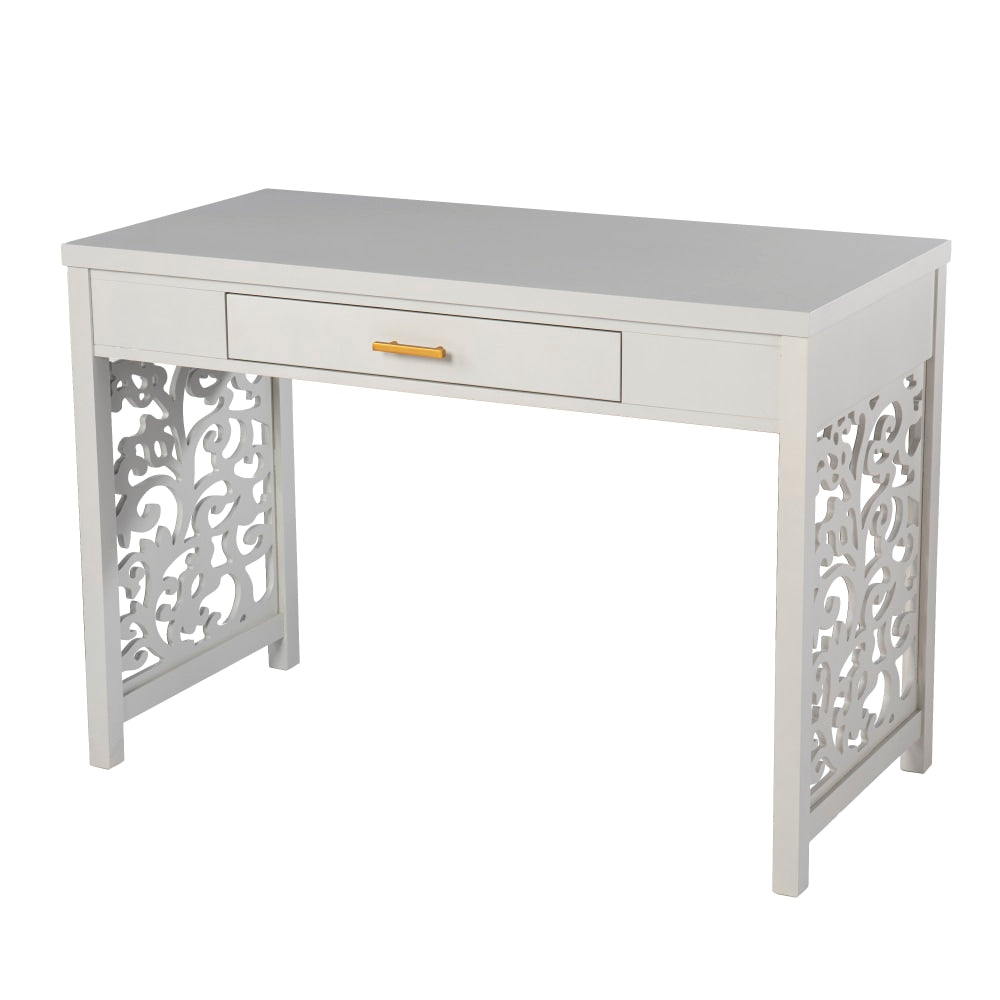 SEI Furniture Ivybridge 43inW Writing Desk With Storage, Light Gray