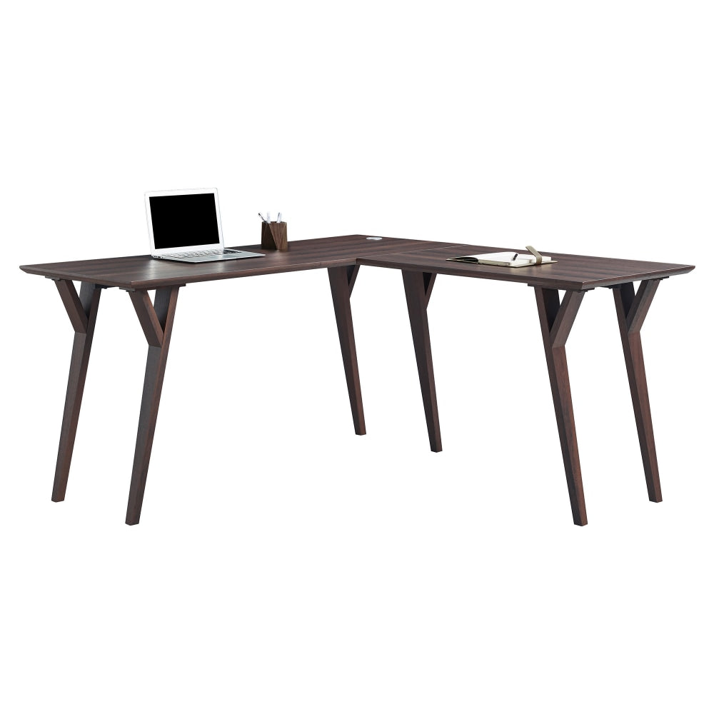 Realspace Trezza 62inW L-Shaped Computer Desk, Warm Walnut