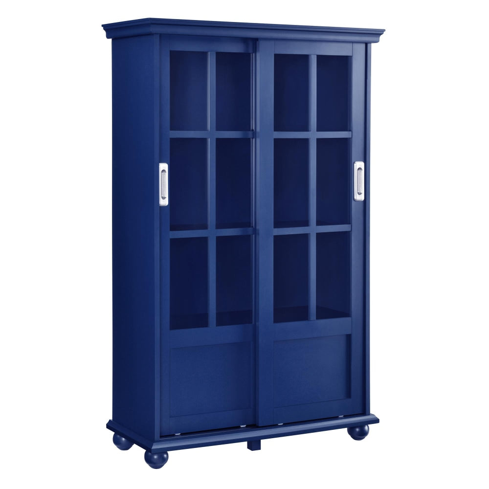 Ameriwood Home Aaron Lane 51inH 4-Shelf Bookcase With Sliding Glass Doors, Blue