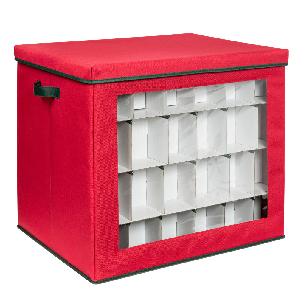 Honey-Can-Do Heavy-Duty Holiday Ornament Storage Cube Container, 120-Count, 20inH x 18-3/4inW x 22-1/2inD, Red