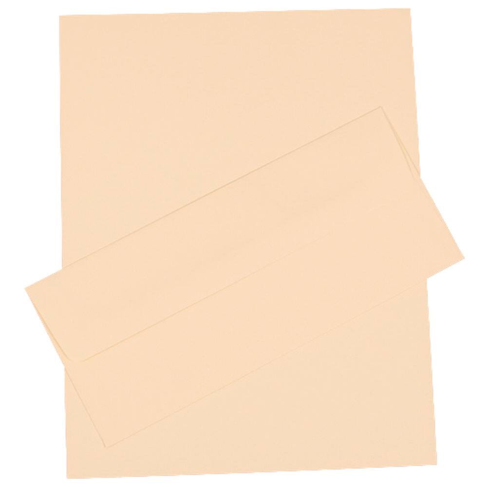 JAM Paper Strathmore Stationery Set, 8 1/2in x 11in, Ivory, Set Of 100 Sheets And 100 Envelopes