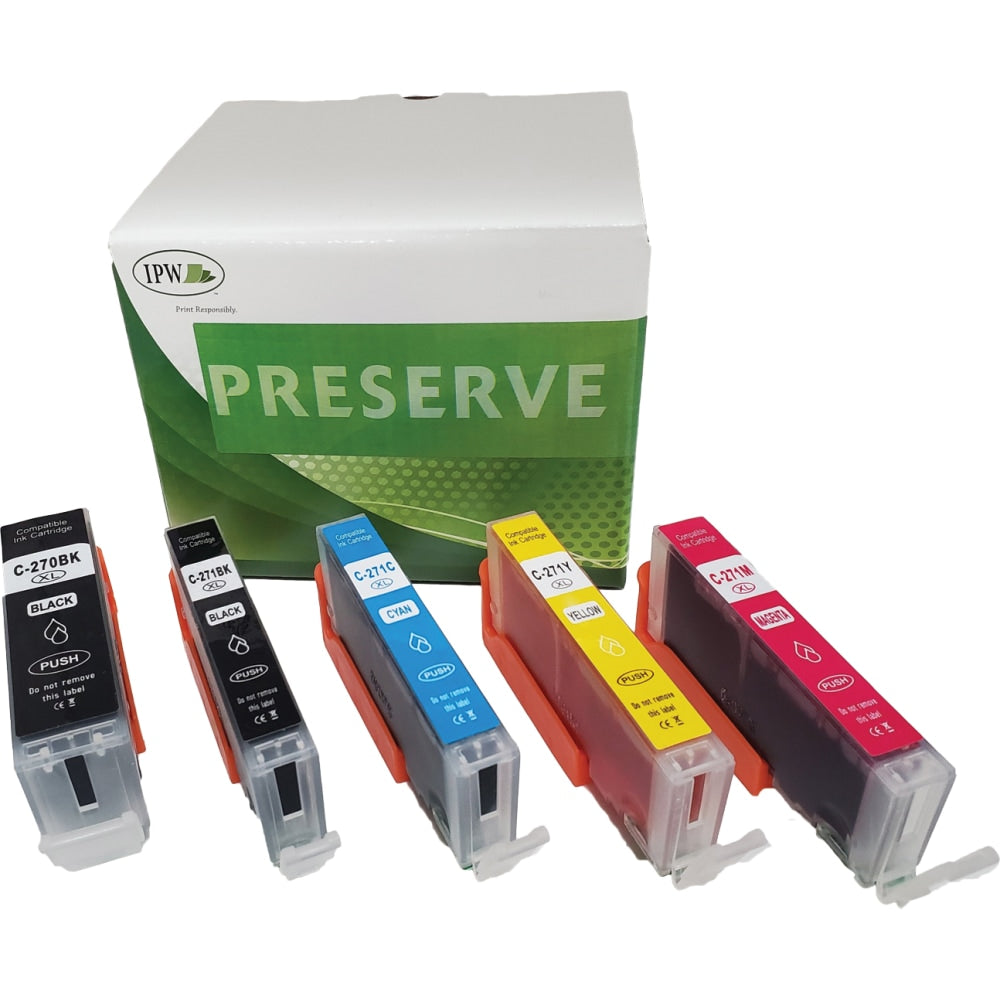 IPW Preserve Remanufactured Black; Photo Black; Cyan; Magenta; Yellow High-Yield Ink Cartridge Replacement For Canon 270XL, 271XL, Pack Of 5