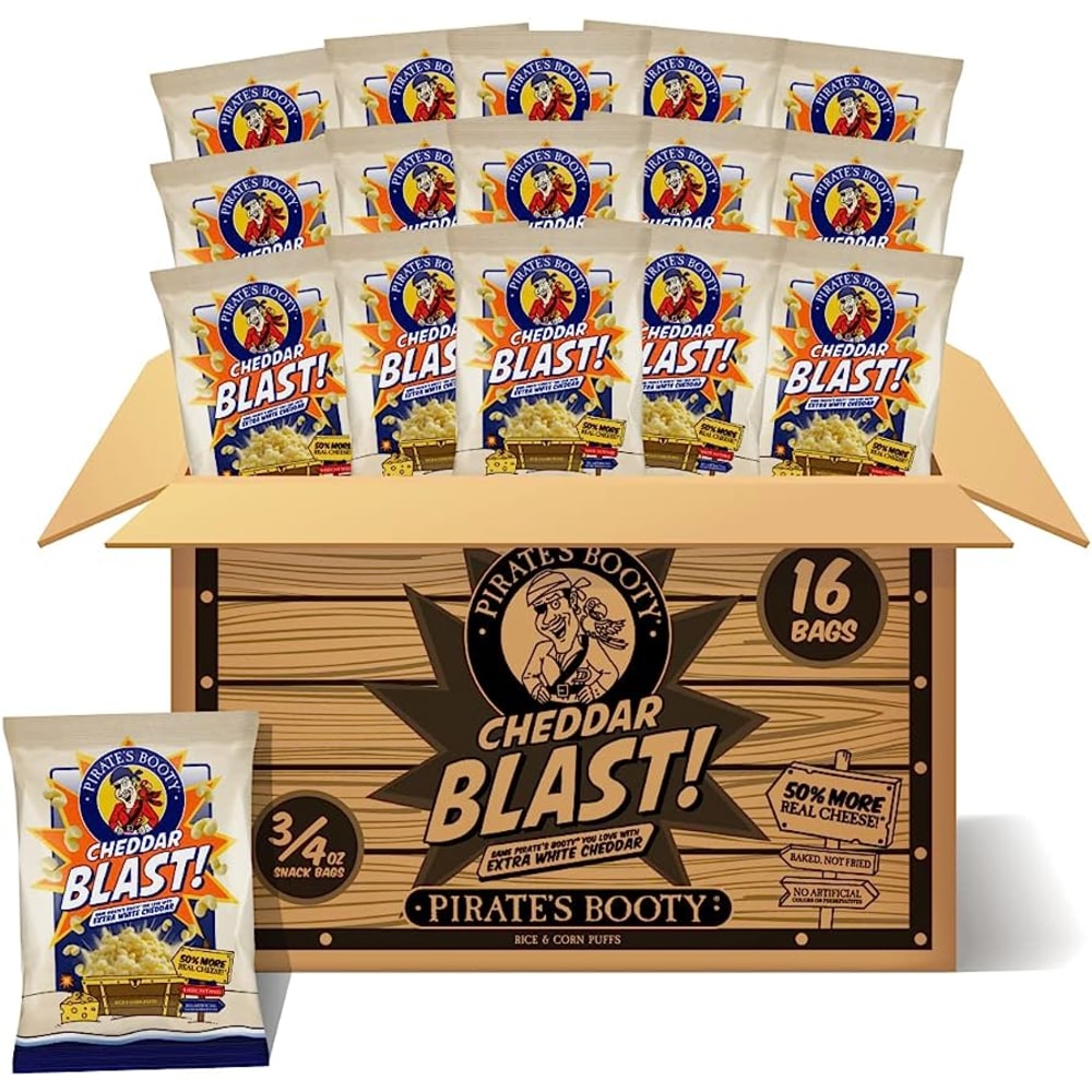 Pirates Booty Cheddar Blast, 0.75 Oz, Pack Of 16 Bags