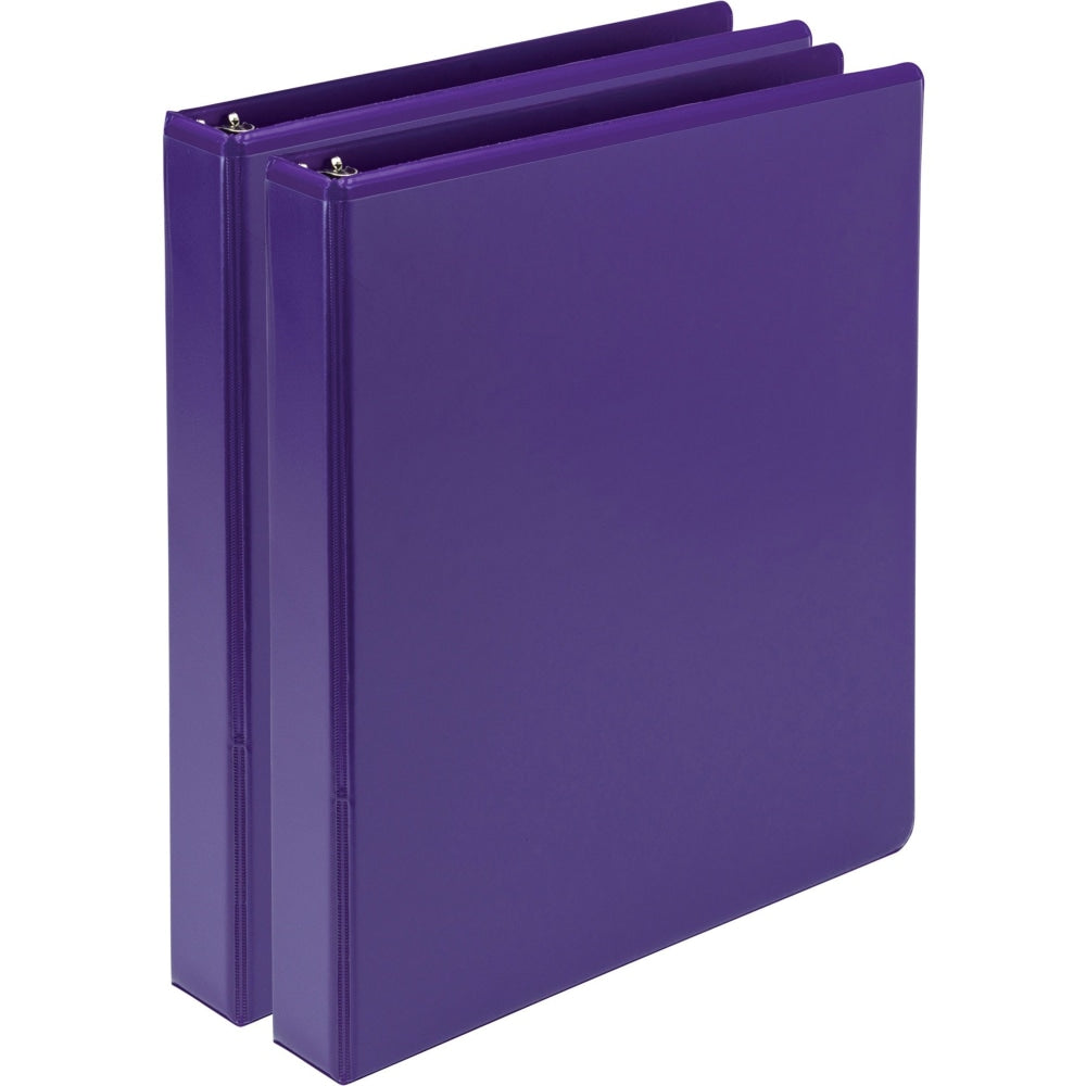 Samsill Presentation View 3-Ring Binder, 1in Round Rings, Purple, Pack Of 2