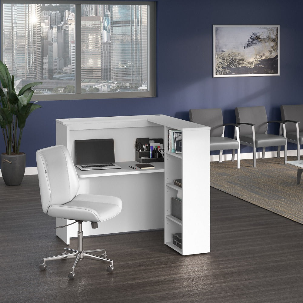 Bush Business Furniture Studio C 48inW Reception Computer Desk With Shelves, White, Standard Delivery