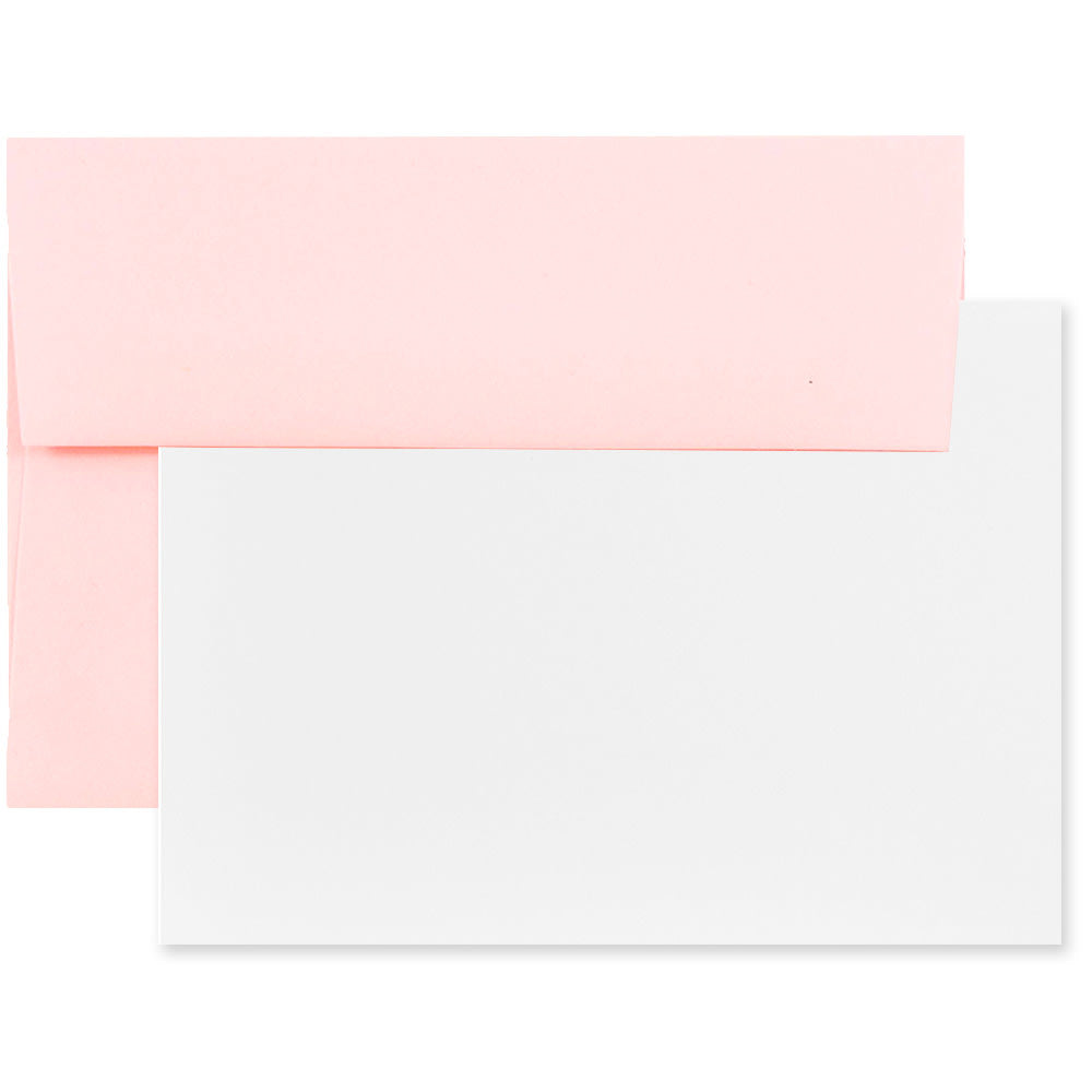 JAM Paper Stationery Set, 4 3/4in x 6 1/2in, Baby Pink/White, Set Of 25 Cards And Envelopes