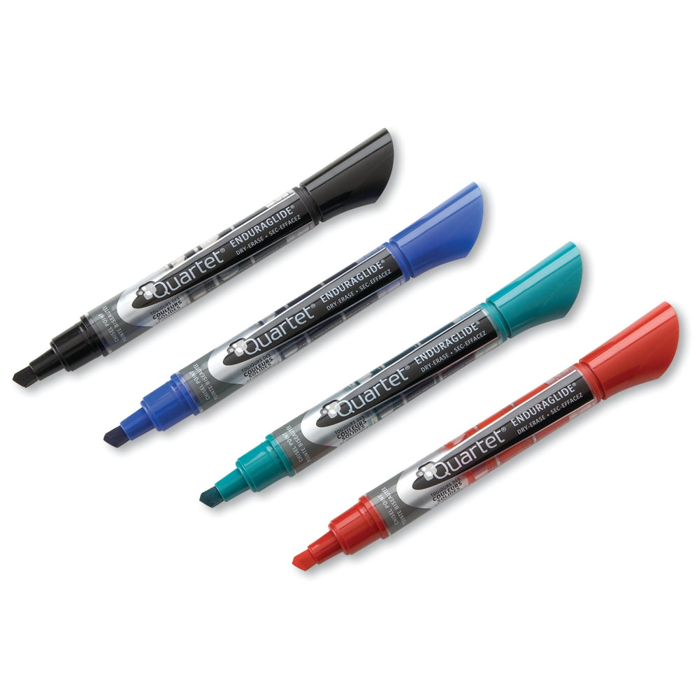 Quartet EnduraGlide Dry-Erase Markers, Chisel, Assorted Colors, Pack Of 4