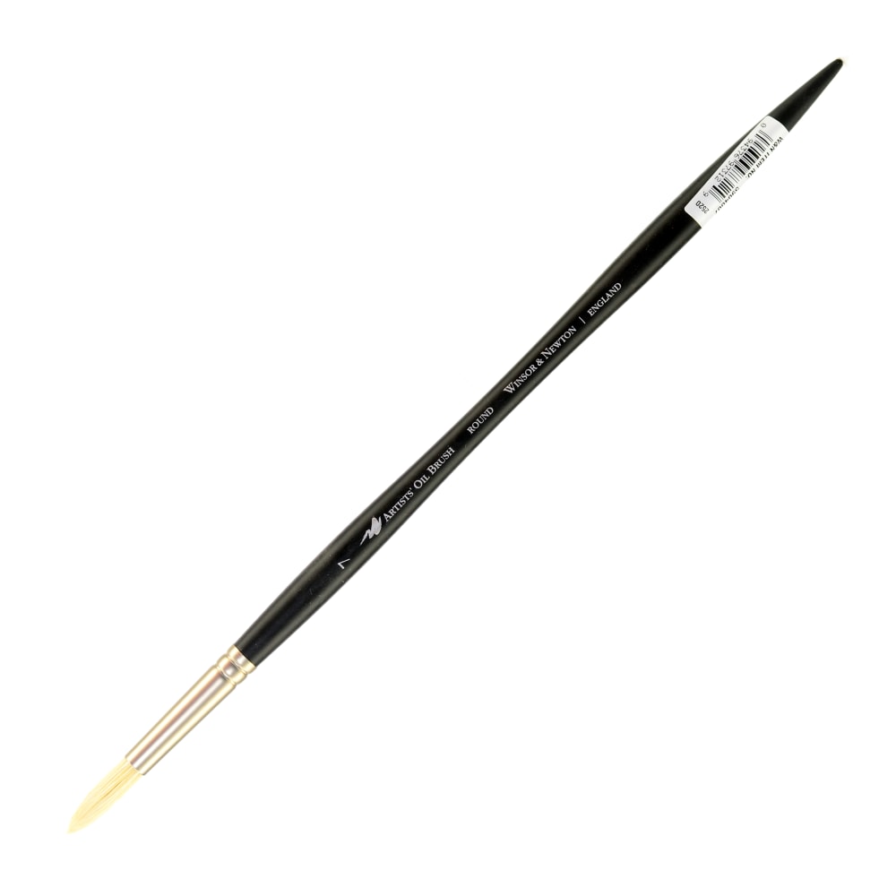 Winsor & Newton Artists Oil Paint Brush, Size 7, Round Bristle, Hog Hair, Black