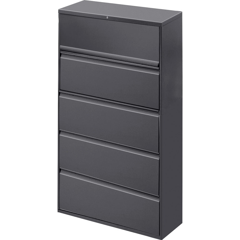 WorkPro 42inW x 18-5/8inD Lateral 5-Drawer File Cabinet, Charcoal