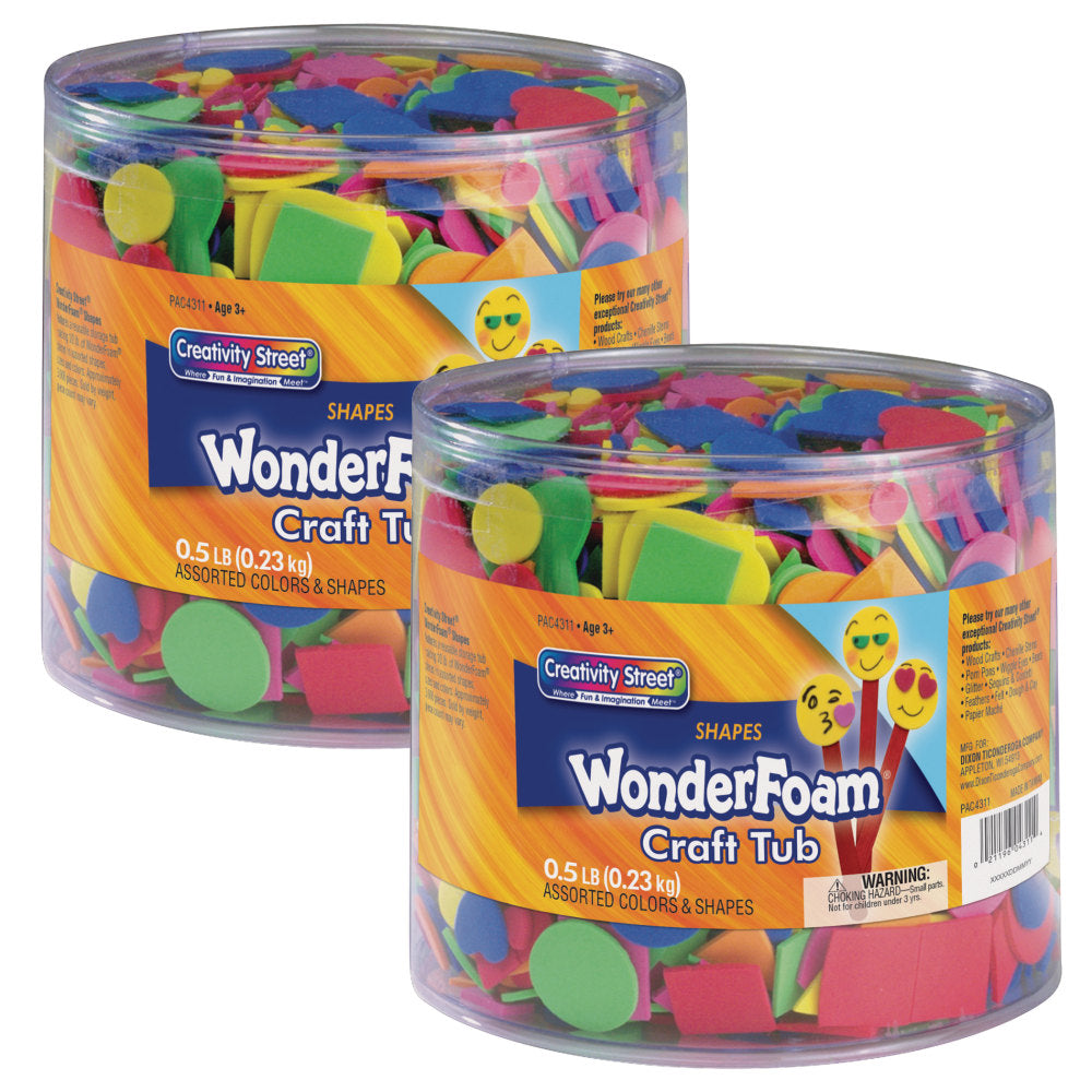 Creativity Street WonderFoam Craft Tubs, 1/2 lb Shapes Per Tub, Set Of 2 Tubs