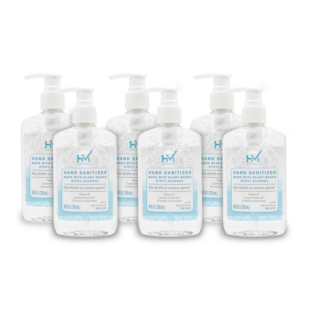 Highmark Original Hand Sanitizer, Fresh Scent, 8 Oz, Clear, Case Of 6 Bottles