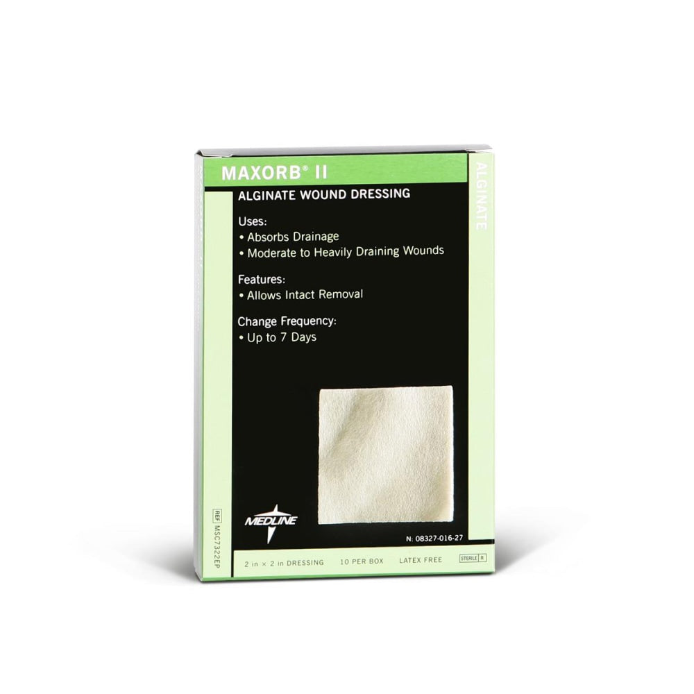 Medline Maxorb II Alginate Dressings, 2in x 2in, Tan, Pack Of 10