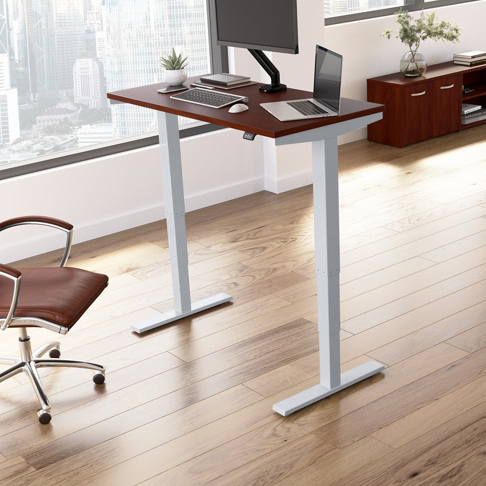 Move 40 Series by Bush Business Furniture Electric 48inW Height-Adjustable Standing Desk, 48in x 24in, Hansen Cherry/Cool Gray Metallic, Standard Delivery