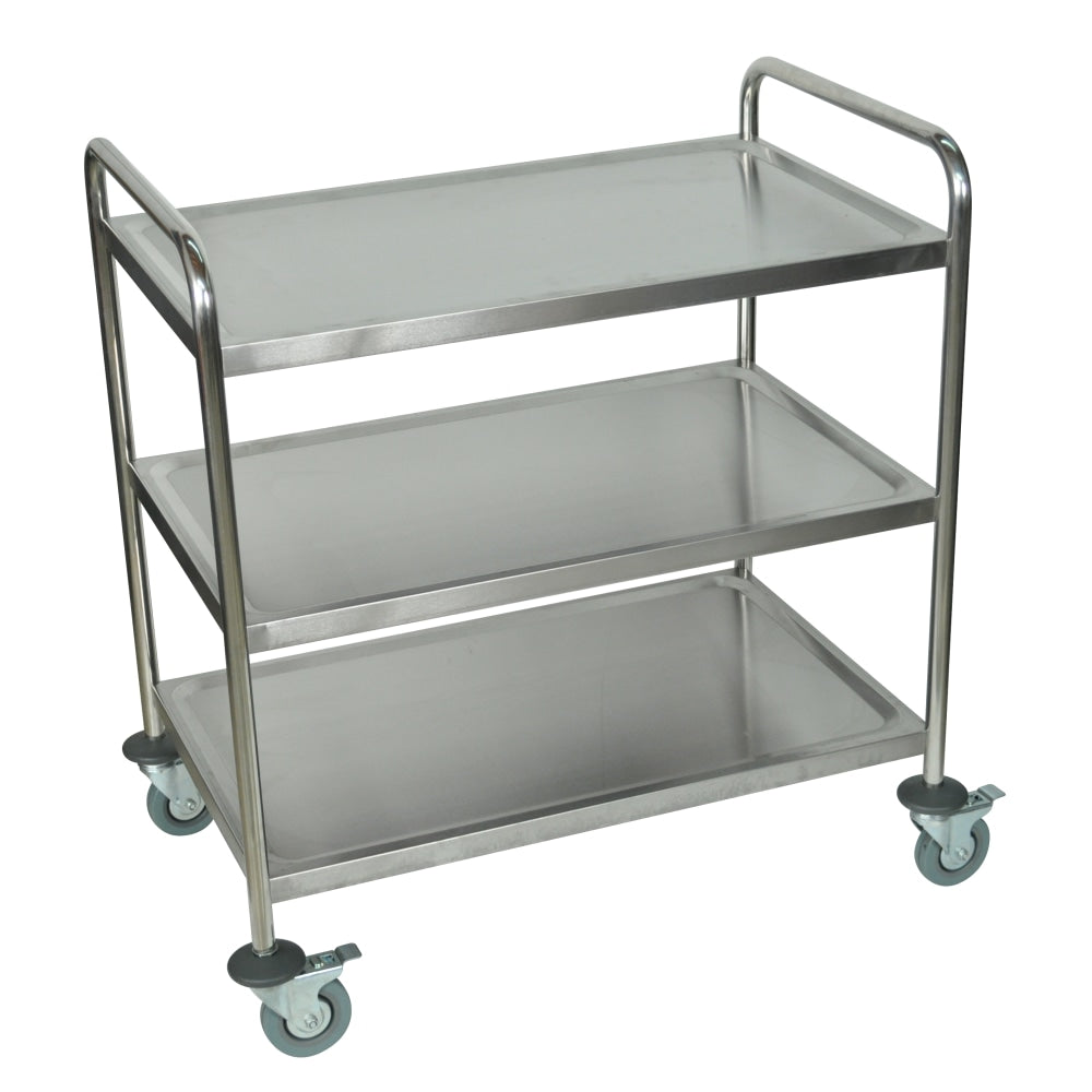 Luxor ST-3 Stainless-Steel 3-Shelf Kitchen Cart, 37inH x 33 1/2inW x 21inD, Silver