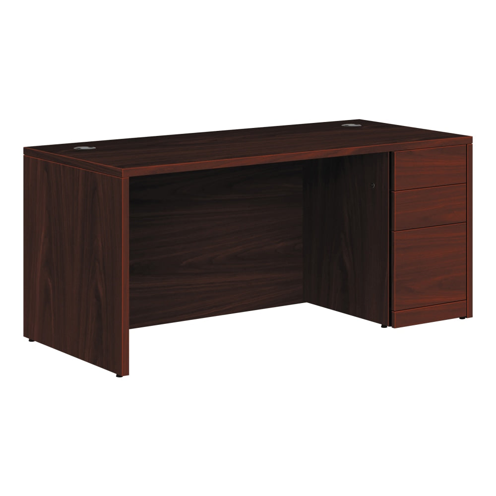 HON 10500 66inW 3-Drawer Right-Pedestal Computer Desk, Mahogany