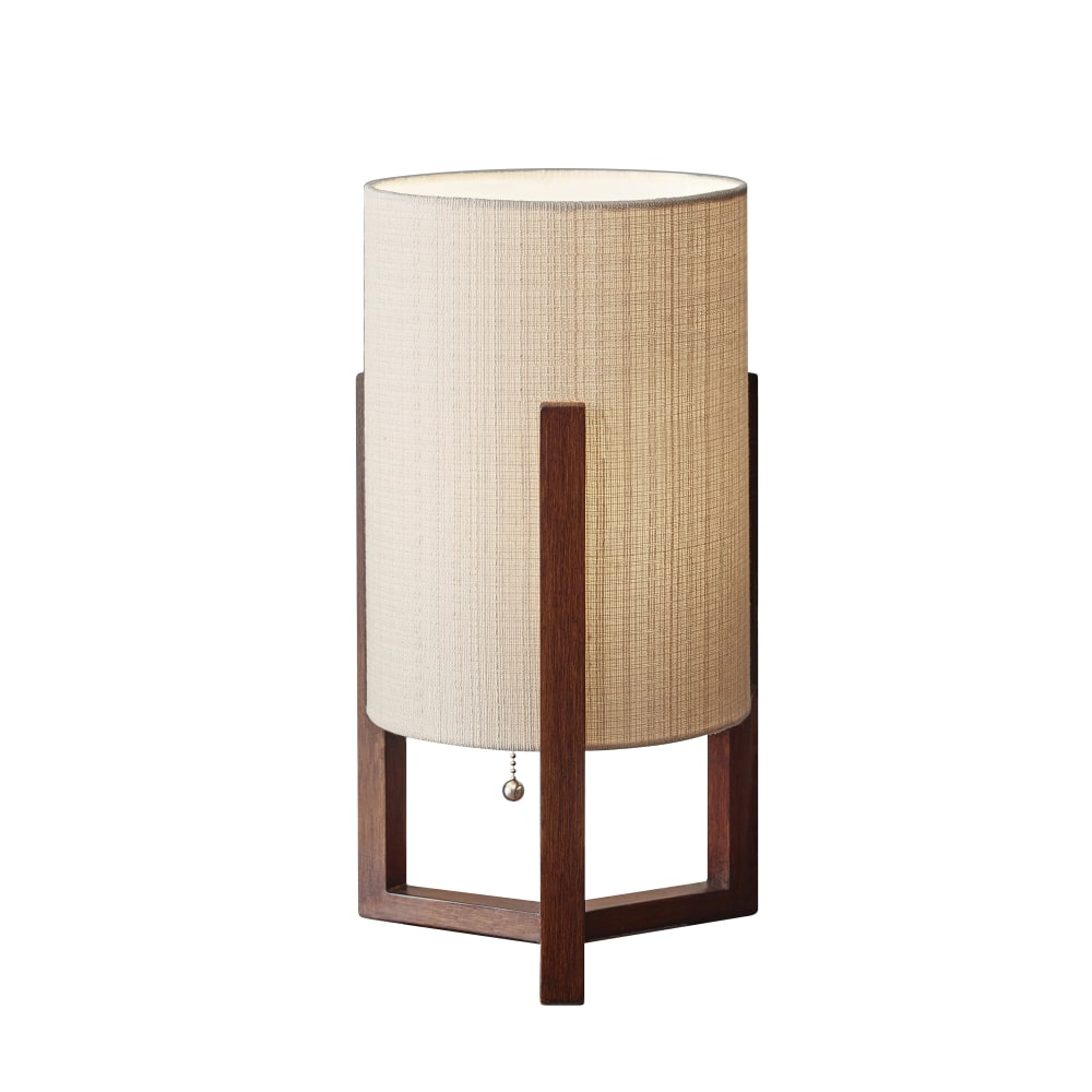 Adesso Quinn Table Lantern, 17inH, Natural Shade/Walnut Birch Base