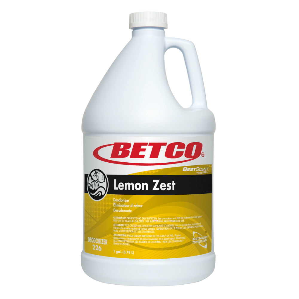 Betco Best Scent Odor Eliminator Concentrate, Lemon Zest Scent, 128 Oz, Case of 4