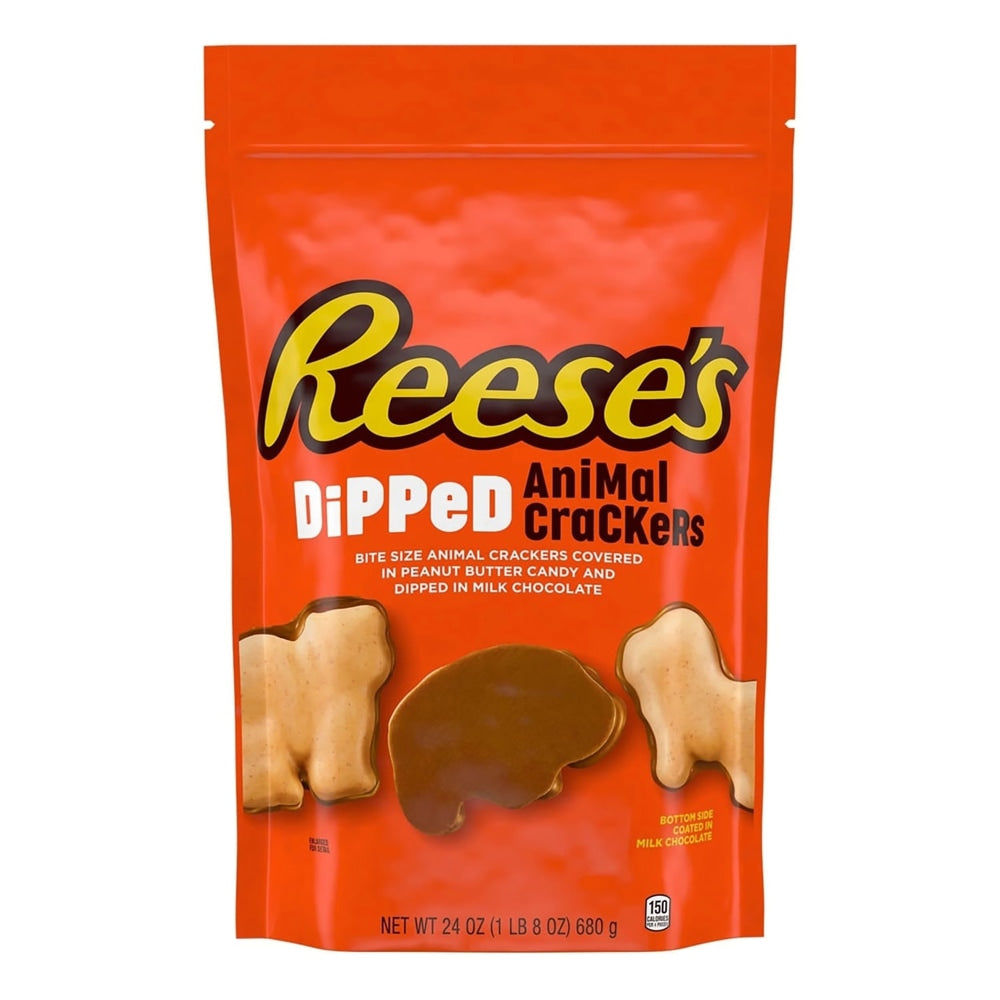 Reeses Milk Chocolate Peanut Butter Dipped Animal Crackers, 24 oz