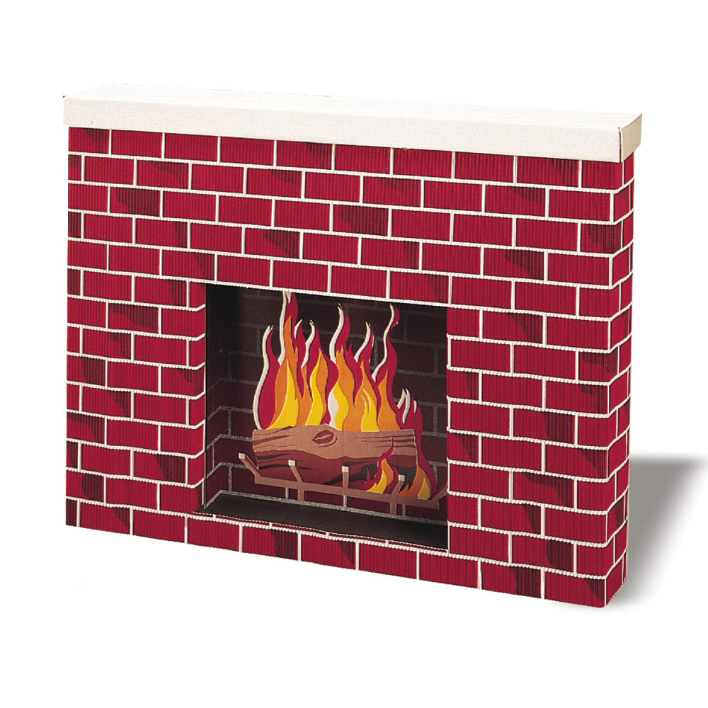 Pacon Corobuff Corrugated Fireplace, 30inH x 38inW x 7inD, Tu-Tone Brick