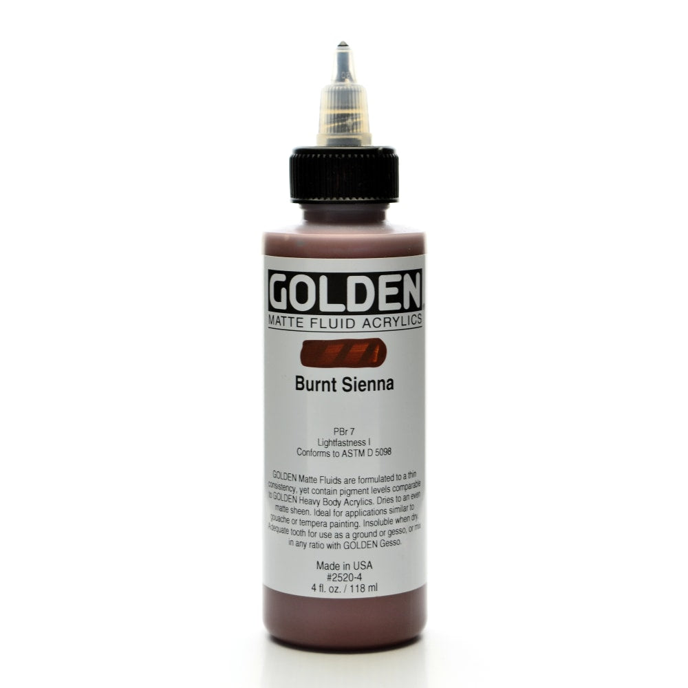 Golden Matte Fluid Acrylic Paint, 4 Oz, Burnt Sienna