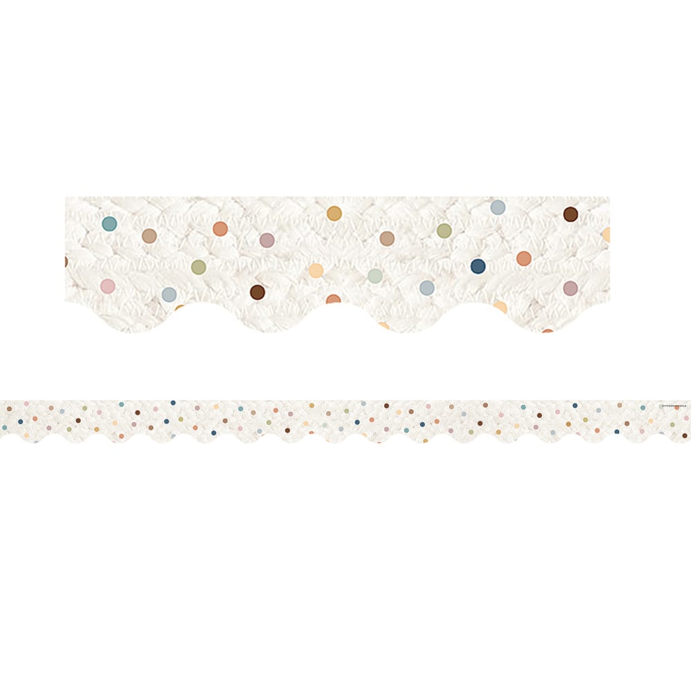 Teacher Created Resources Scalloped Border Trim, Everyone Is Welcome Dots, 35ft Per Pack, Set Of 6 Packs