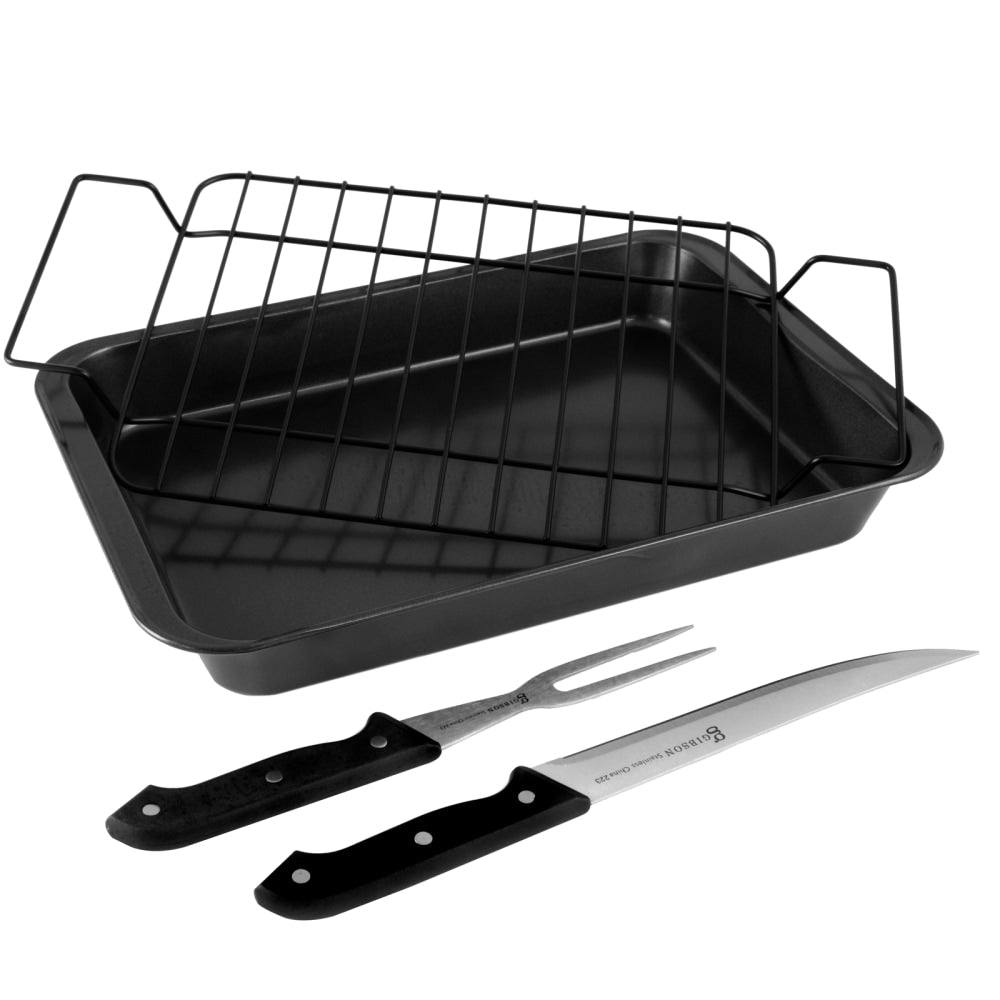 Gibson Home Reilly 4-Piece Non-Stick Roaster Set, Black